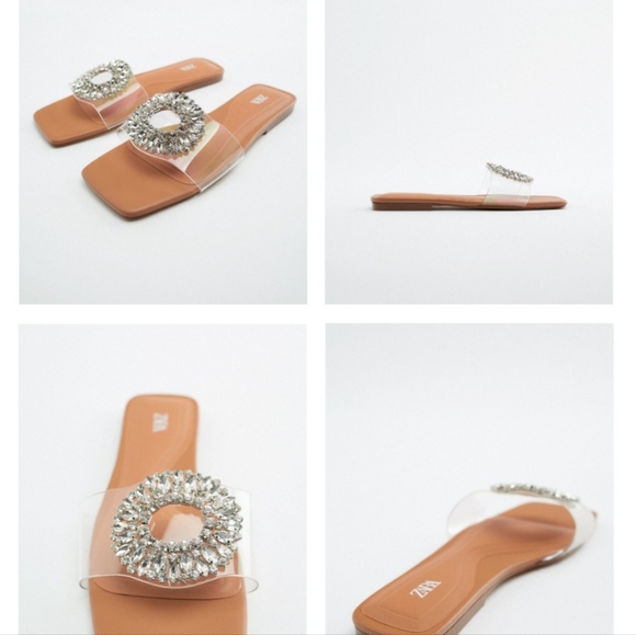 Zara Shoes Zara Woman Nwt Ss22 Embellished Flat Sandals Beige 26491 Poshmark